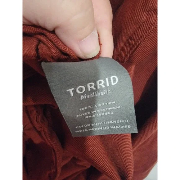 Torrid Jacket 3 3X Brick Red Rust Cotton Twill Button Front Trucker Plus Size - Picture 10 of 10